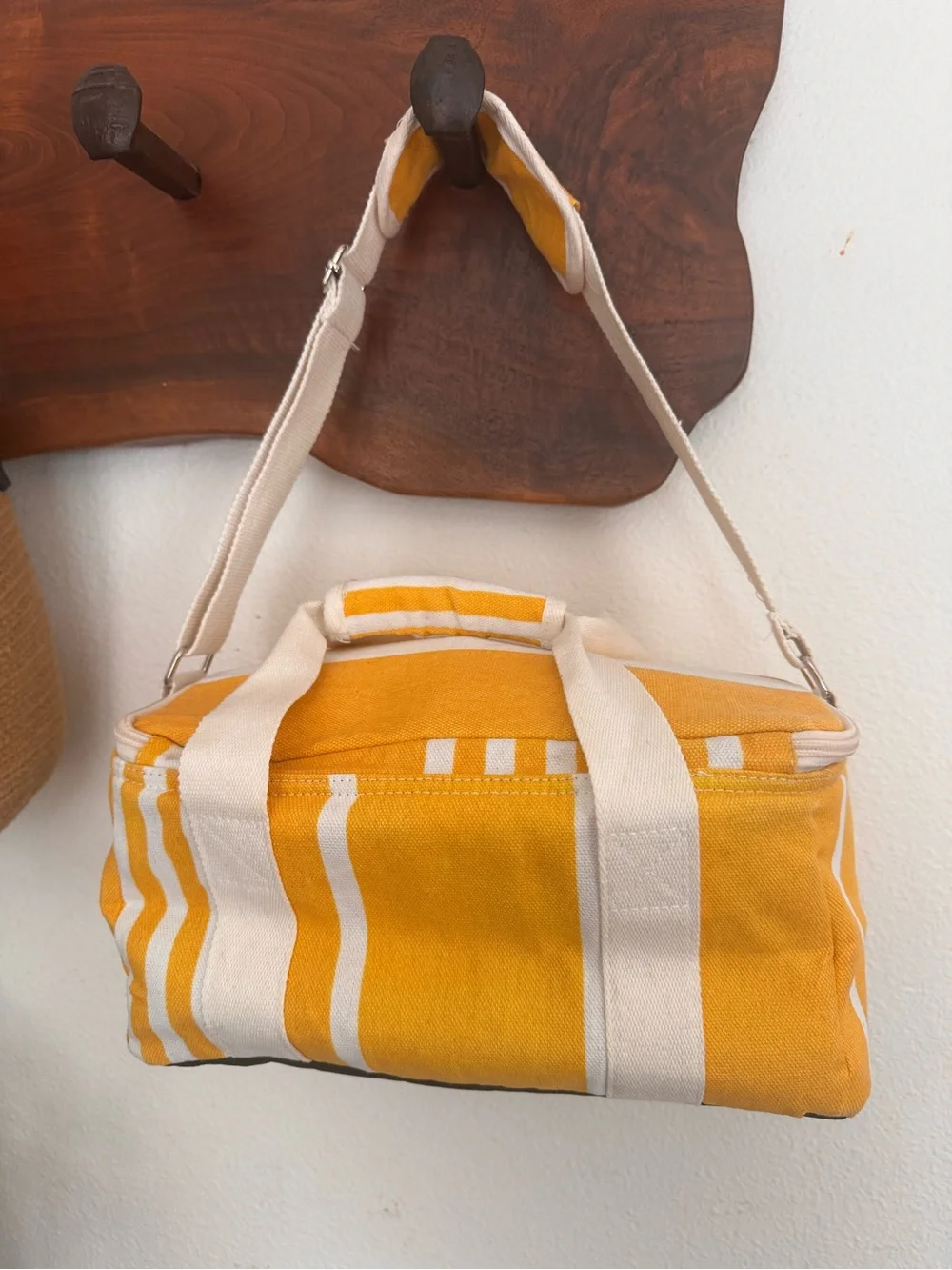 Business & Pleasure Yellow Striped Canvas Cooler Beach Essential Coastal
